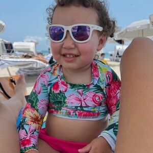 Two Tropical Floral Kids Rashguard Set